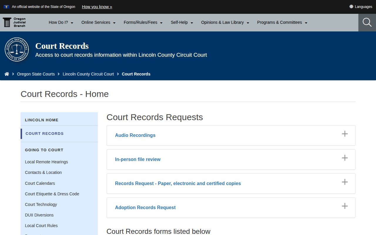 Lincoln Circuit Court records for Lincoln County inmate release orders