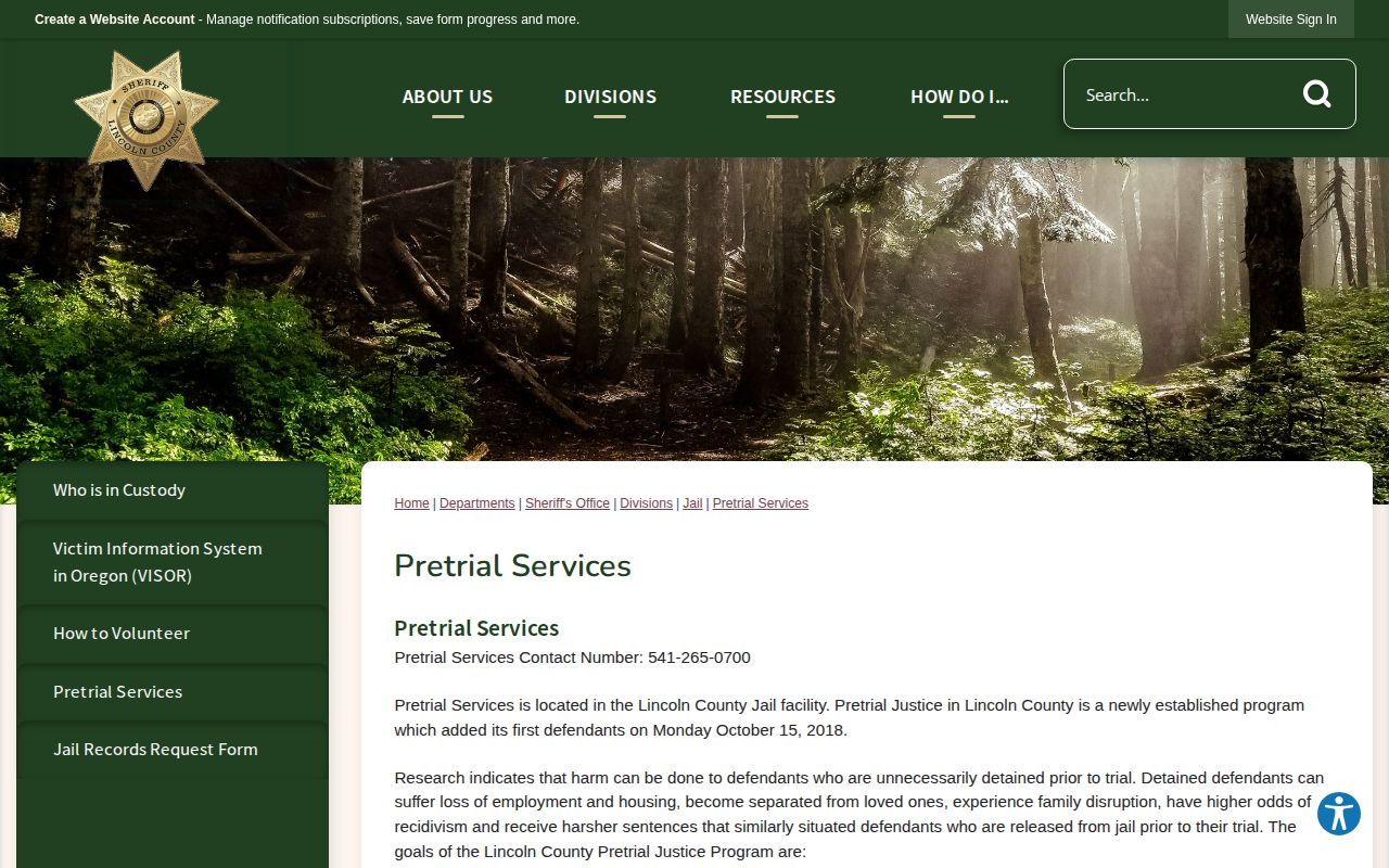 Lincoln County pretrial release services at the jail
